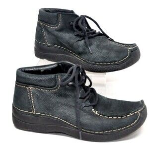 WOLKY Leather Ankle Lace Up Walking Comfort Boots Women's EU 39/US 8.5 Dark Gray